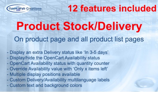 Product Stock/Delivery Status with 12 features