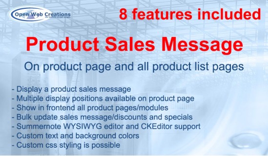 Product Sales Message with 8 features